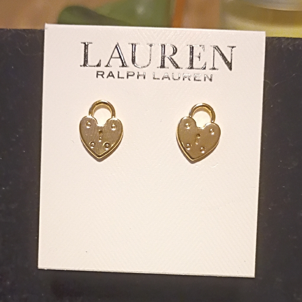 Lauren Ralph Lauren Gold Heart Stud Earrings